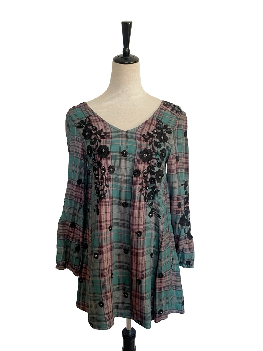 Tolani Plaid embroidered dress